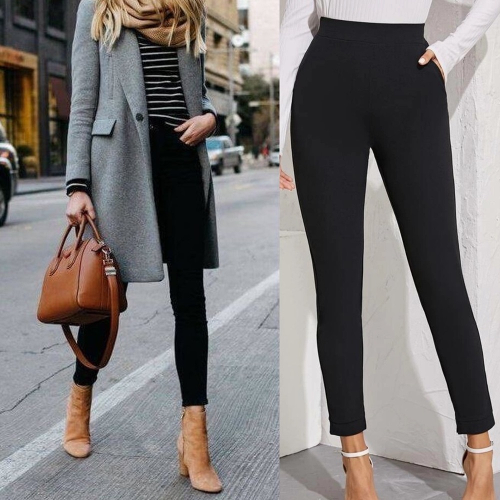 Tailored skinny cut pants pockets highrise navy - Picture 4 of 7
